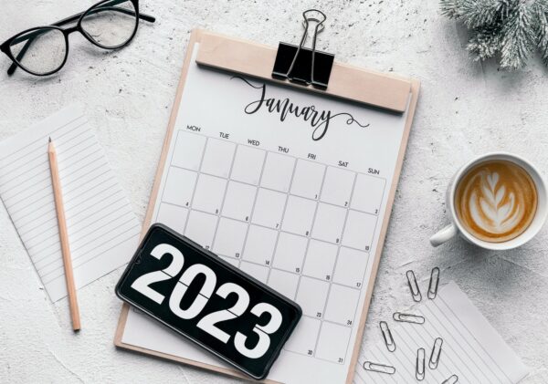 January 2023 calendar flat lay
